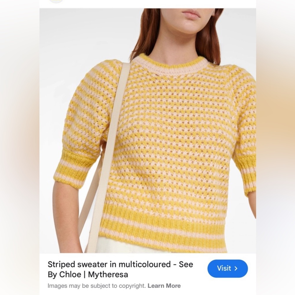 See By Chloe Yellow and Pink Striped Sweater